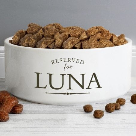 Personalised Reserved For 16cm Large White Pet Bowl