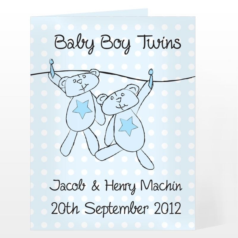 Personalised Twin Boys Washing Line Card