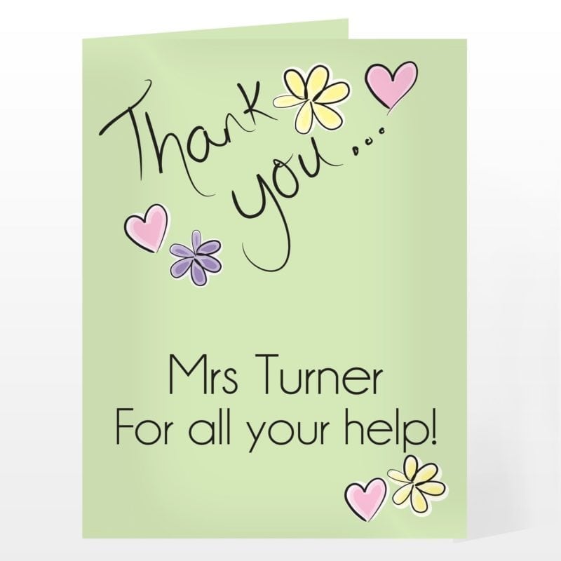 Personalised Thank You Flower Heart Card