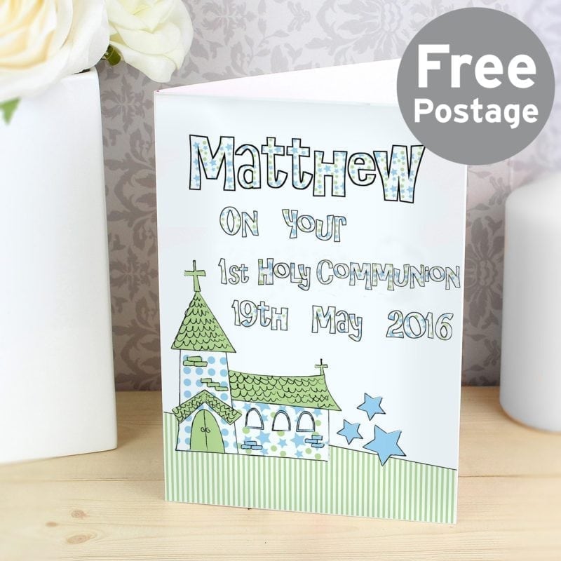 Personalised Blue Church Card