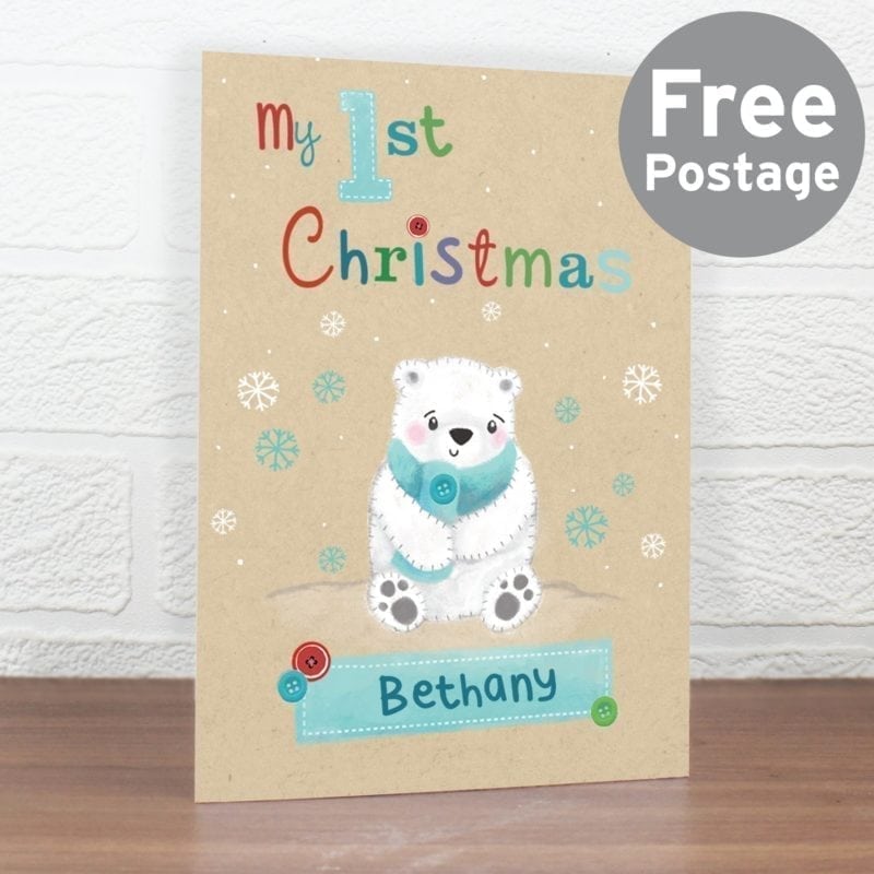 Personalised Polar Bear My 1st Christmas Card
