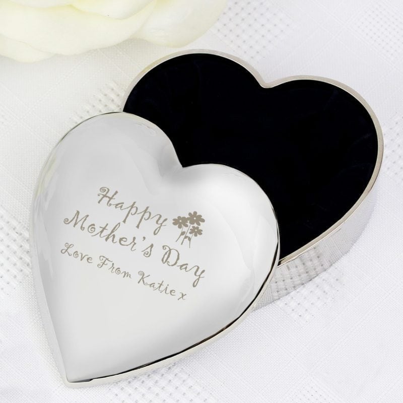 Personalised Happy Mothers Day Heart Trinket Box