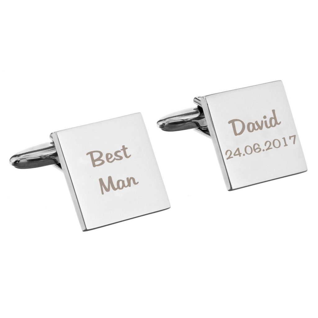 Personalised Wedding Role Square Cufflinks - 2 line