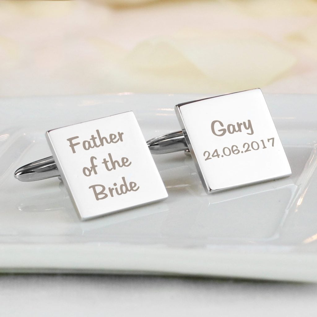 Personalised Wedding Role Square Cufflinks -3 lines