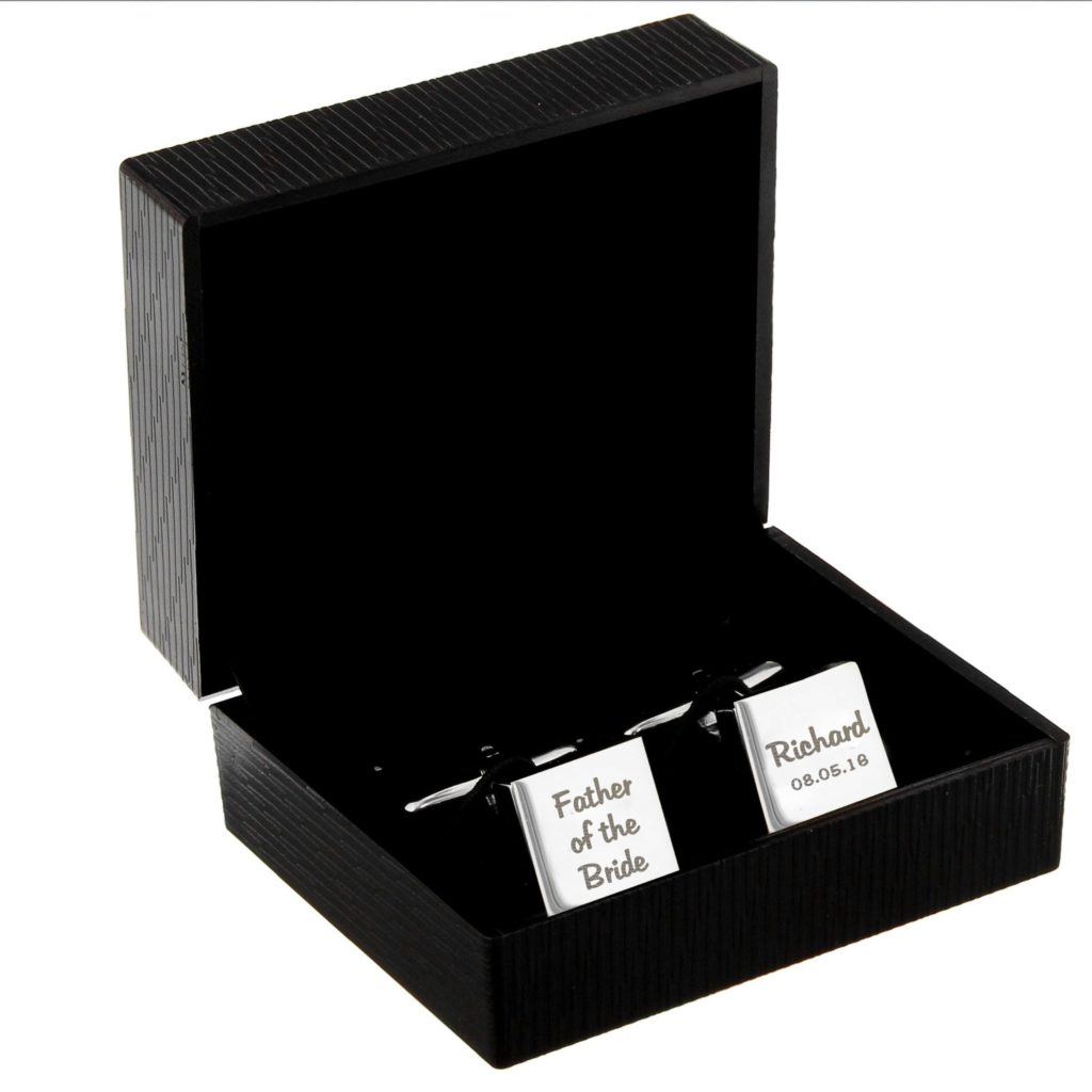 Personalised Wedding Role Square Cufflinks -3 lines