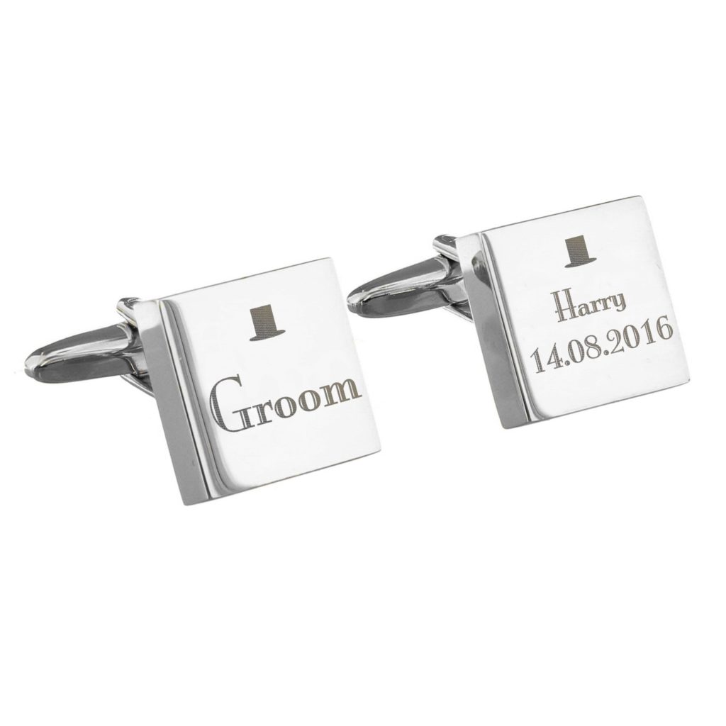 Personalised Decorative Wedding Groom Square Cufflinks