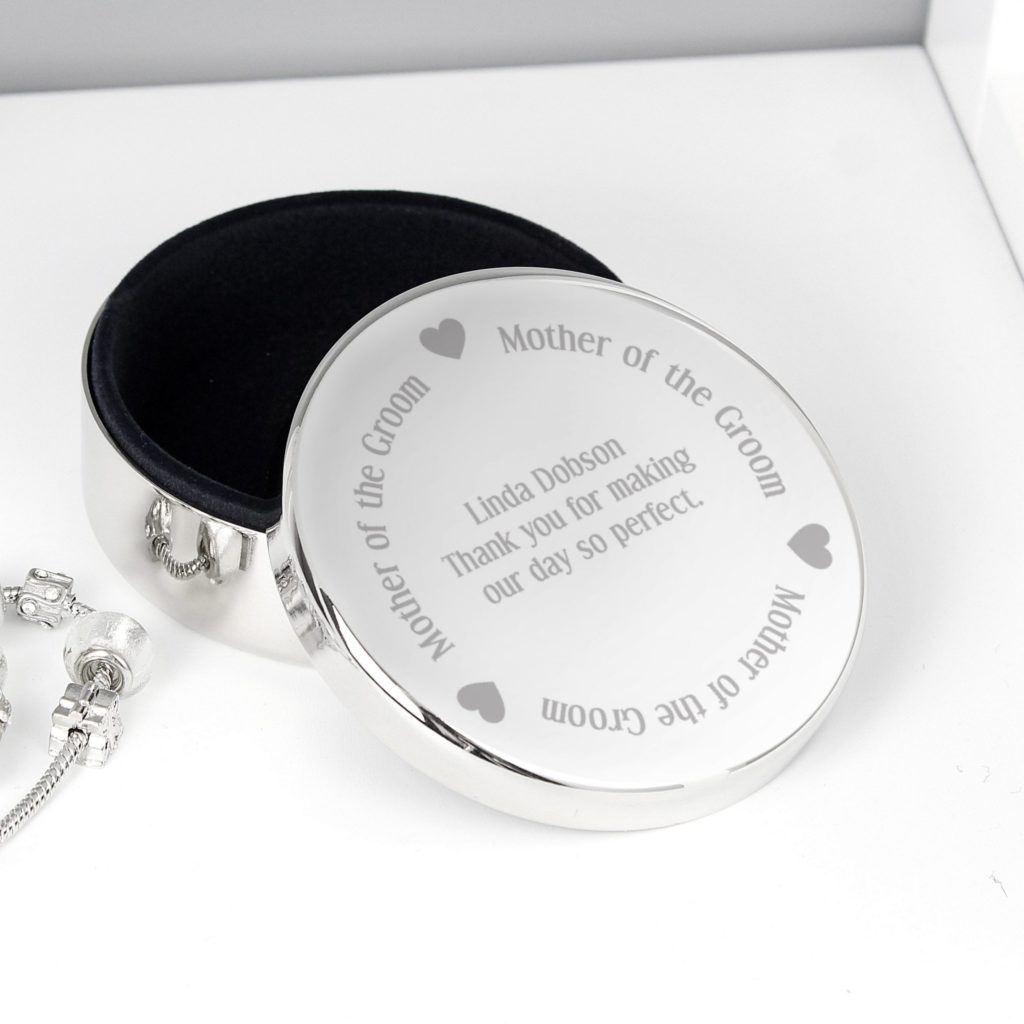 Personalised Mother of the Groom Round Trinket Box