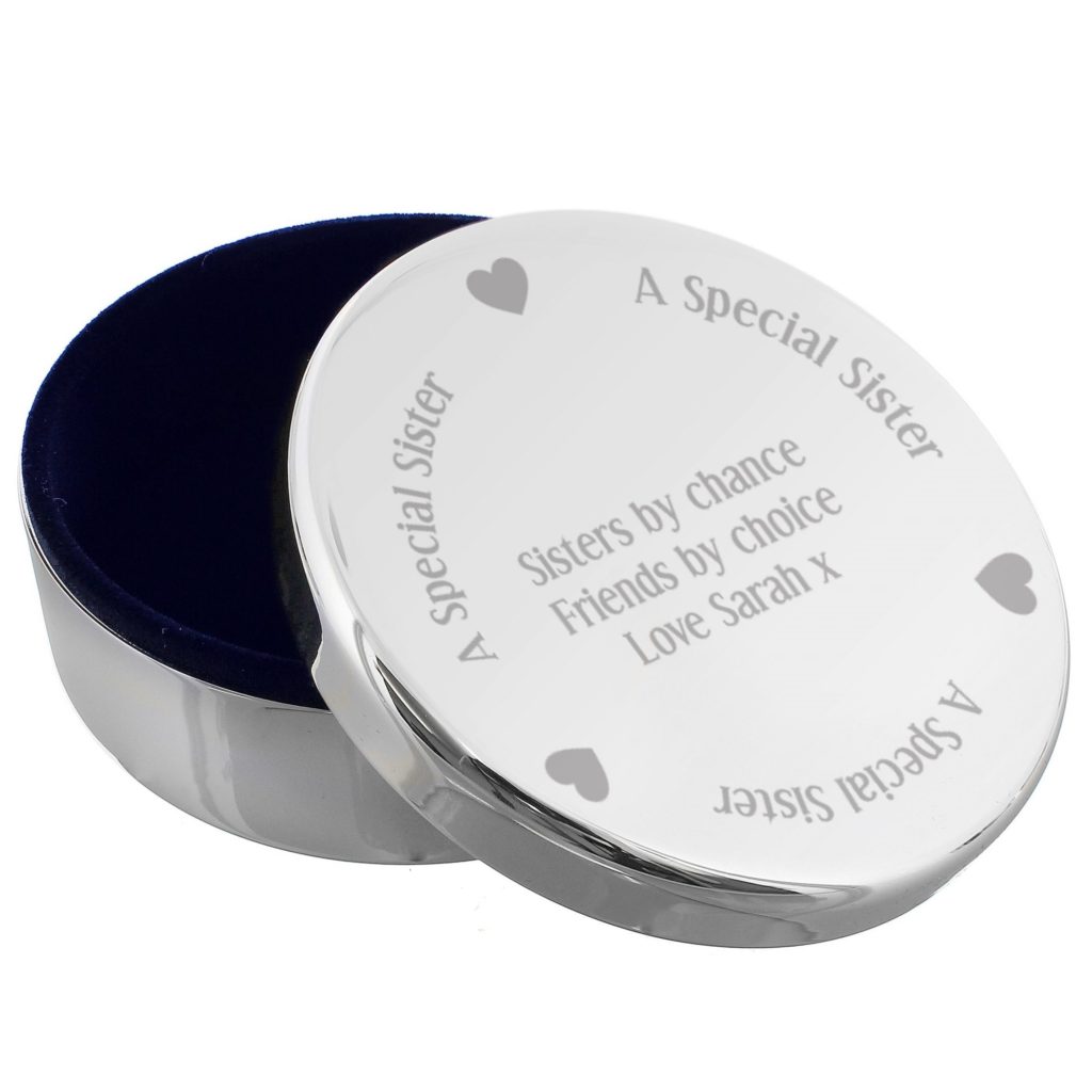 Personalised A Special Sister Round Trinket Box