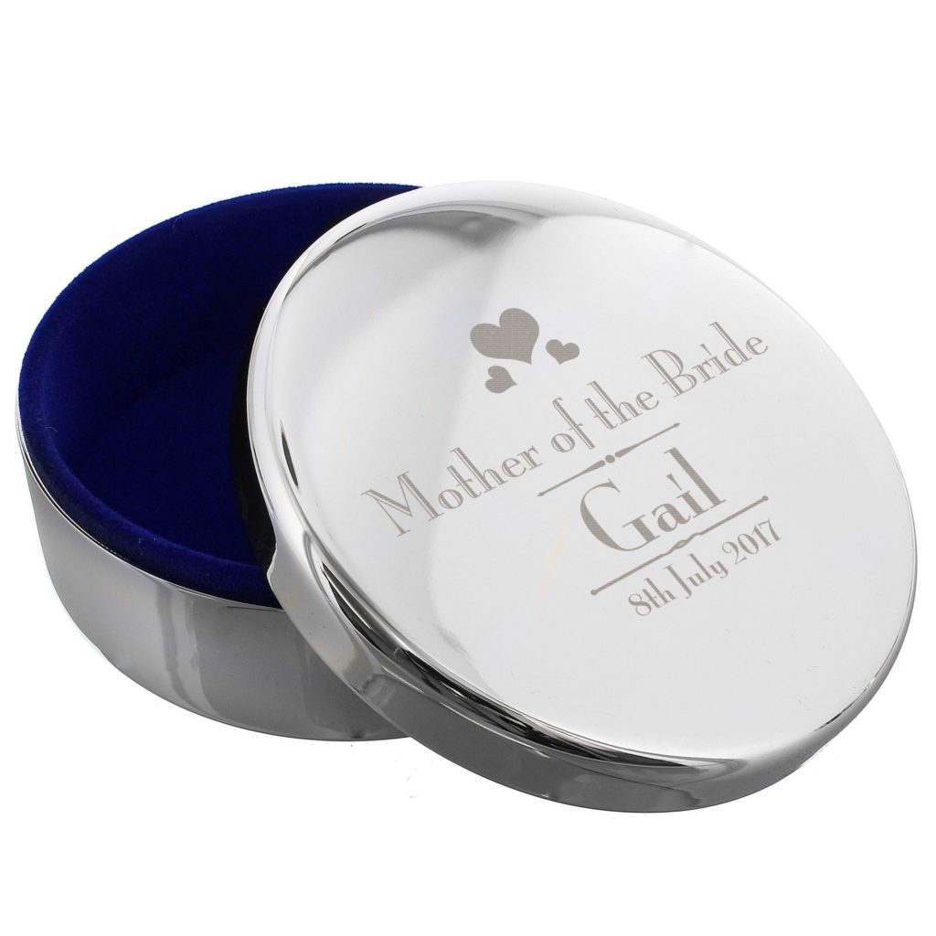 Personalised Decorative Wedding Mother of the Bride Round Trinket Box