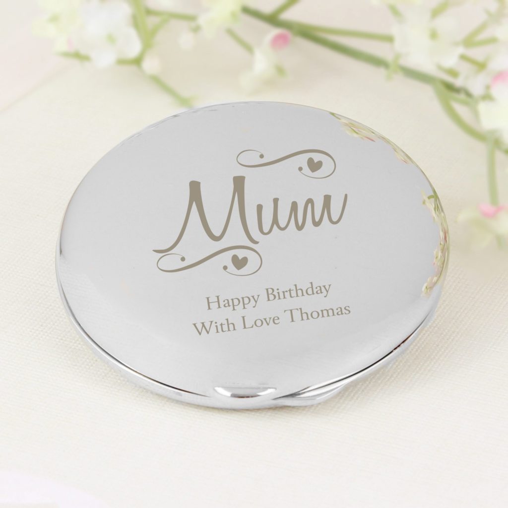 Personalised Mum Swirls & Hearts Compact Mirror