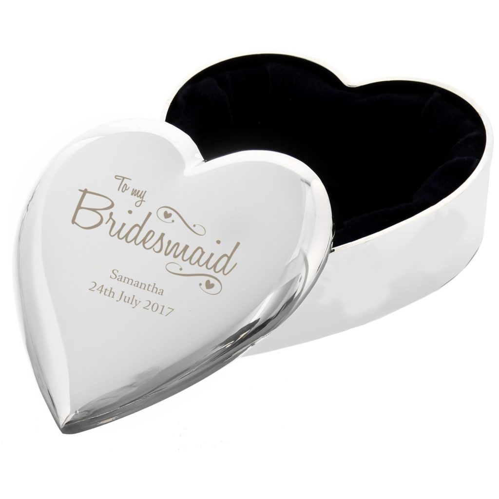 Personalised Bridesmaid Swirls & Hearts Trinket Box