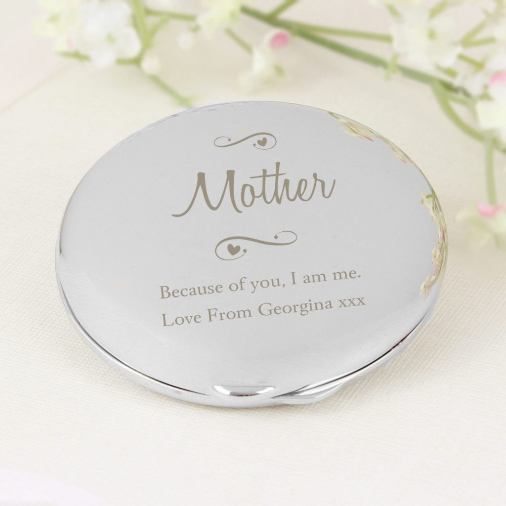 Personalised Any Message Swirls & Hearts Compact Mirror