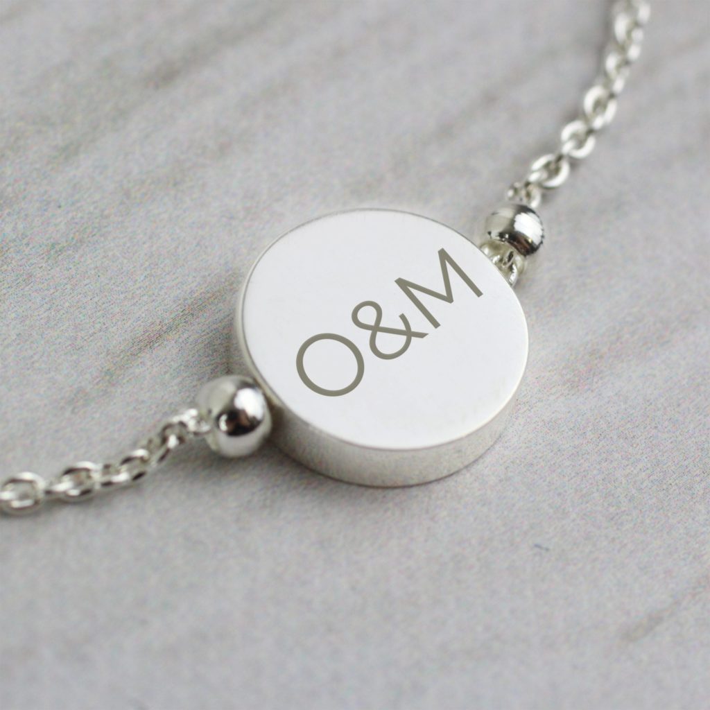 Personalised Silver Plated Initials Disc Bracelet