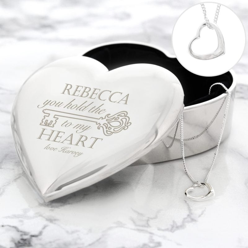 Personalised Key to My Heart Trinket Box & Necklace Set