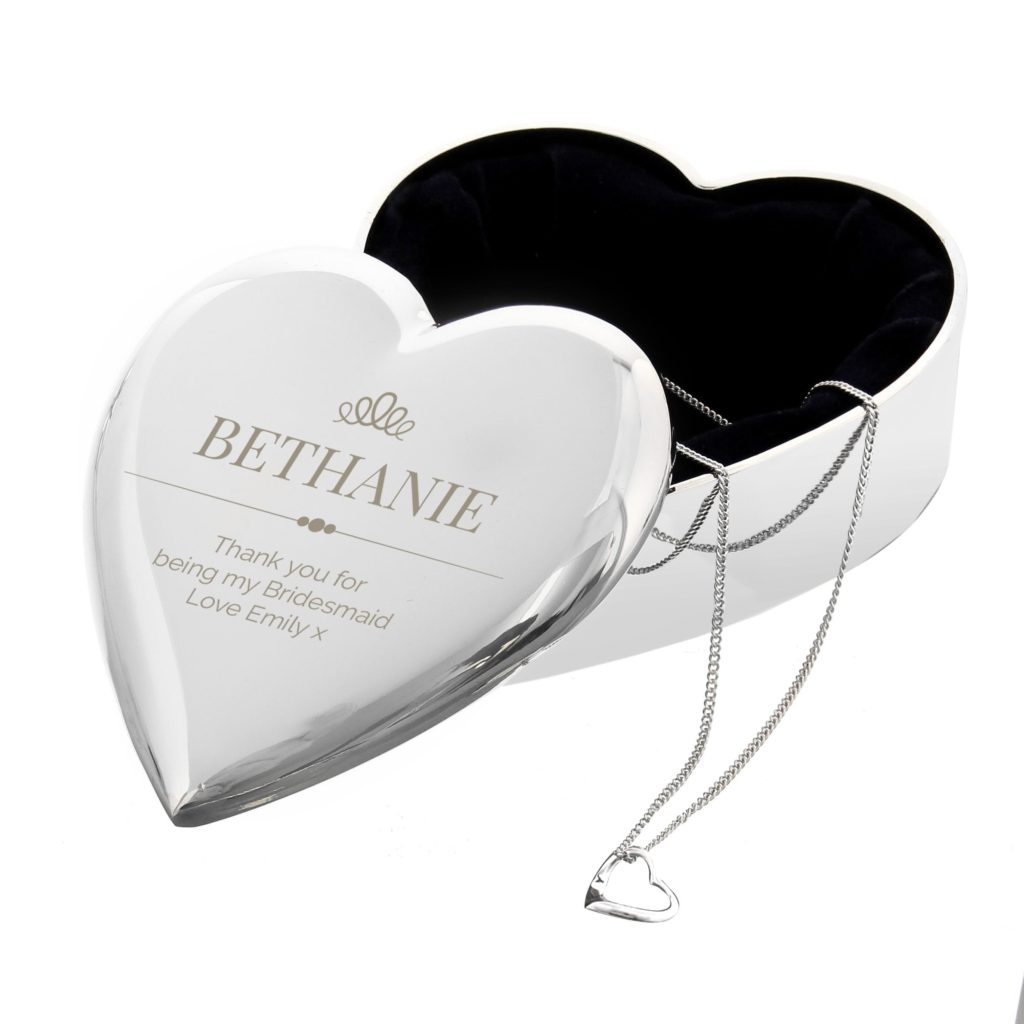 Personalised Elegant Crown Heart Trinket Box & Necklace Set