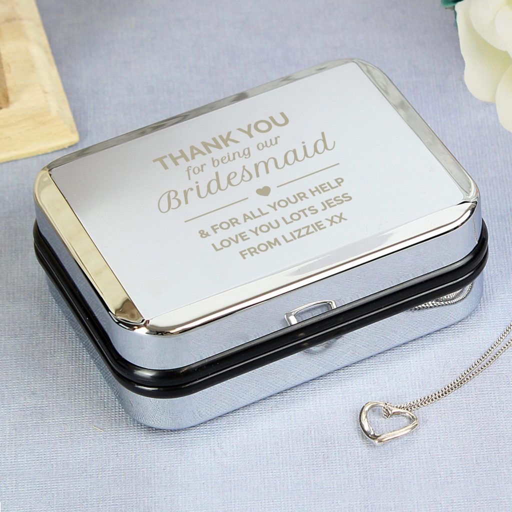 Personalised Birdesmaid Box and Heart Necklace