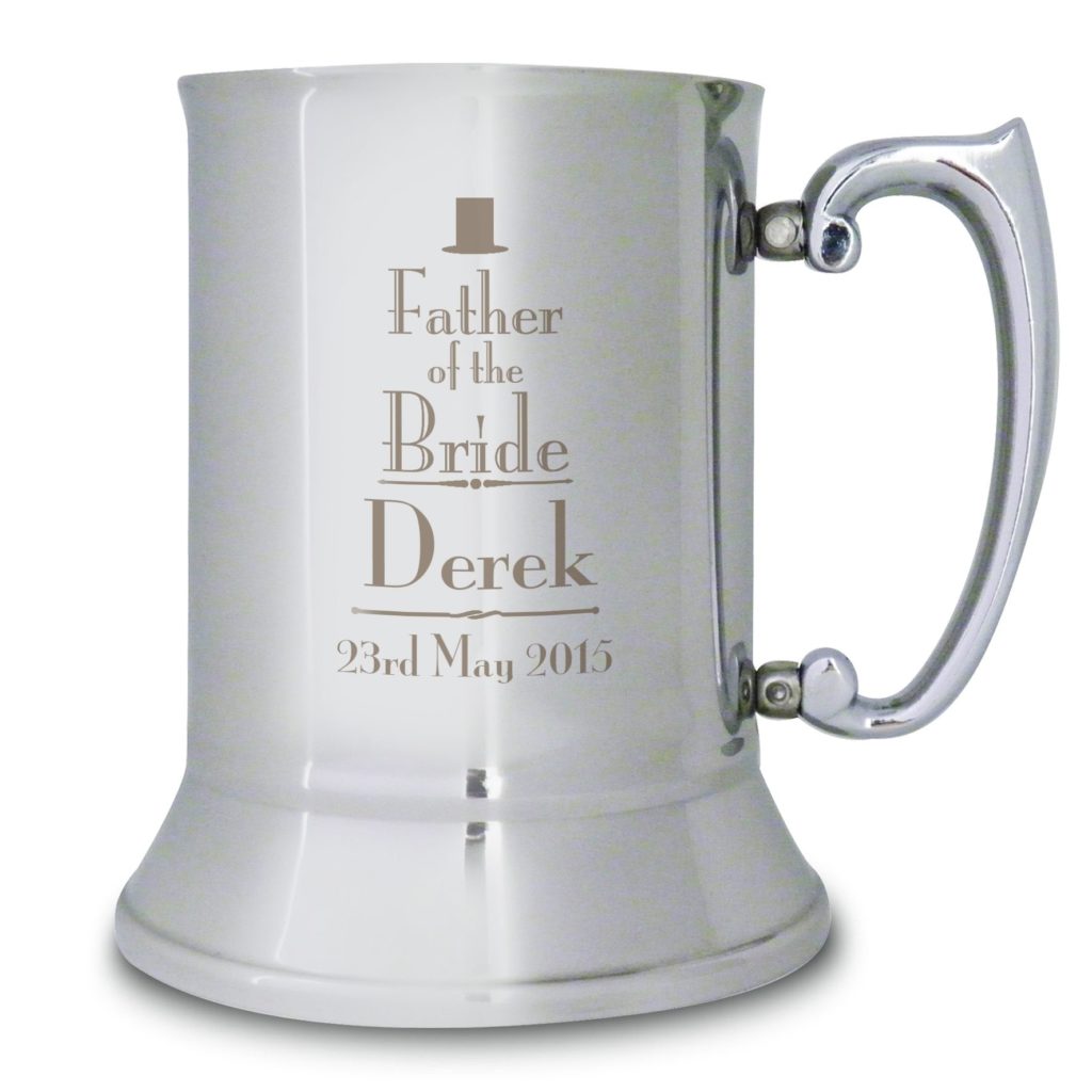 Personalised Decorative Wedding Father of the Bride Stainless Steel Tankard