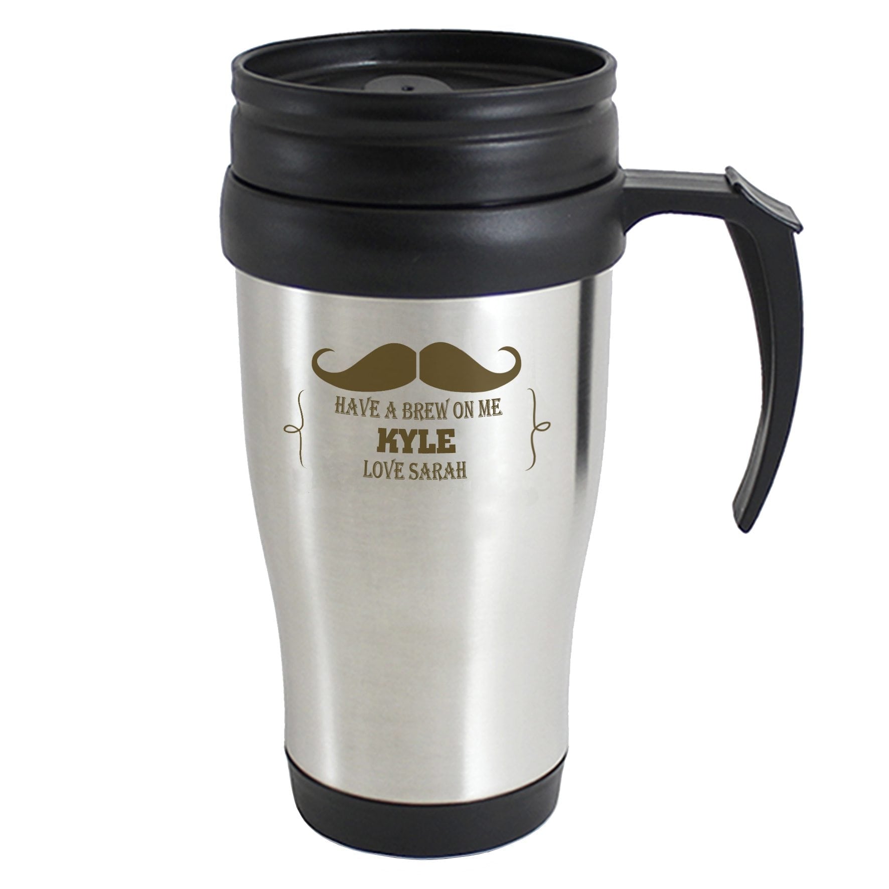 Moustache Travel Mug Personalised Moustache Travel Mug