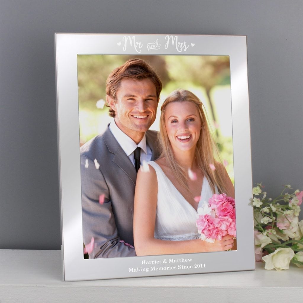 Personalised Mr & Mrs Silver 8x10 Photo Frame