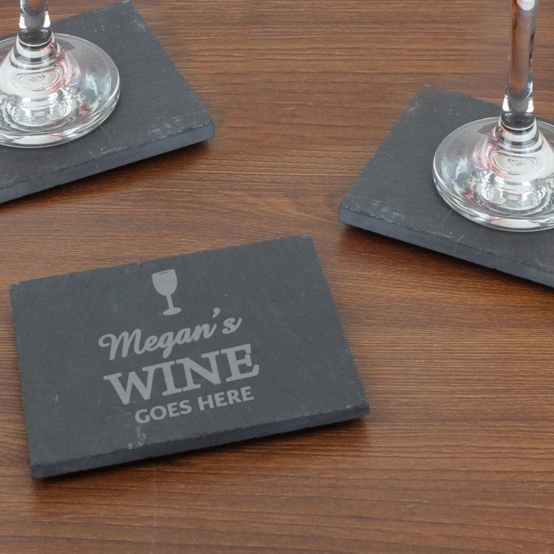 Personalised Wine Goes Here... Single Slate Coaster