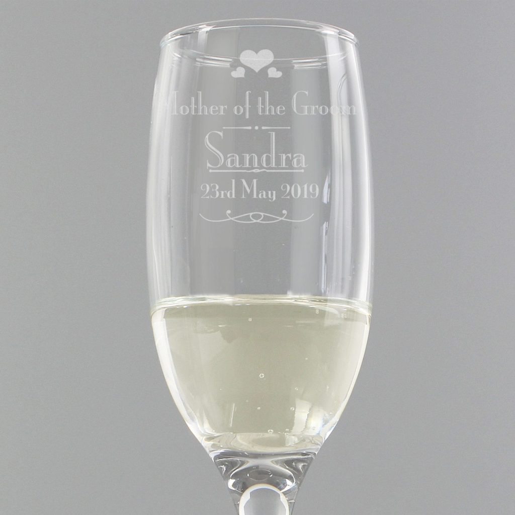 Personalised Decorative Wedding Mother of the Groom Glass Flute