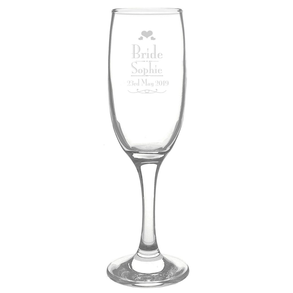 Personalised Decorative Wedding Bride Glass Flute