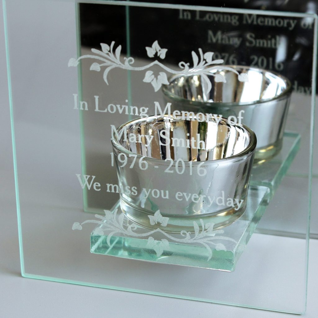 Personalised Sentiments Mirrored Glass Tea Light Holder