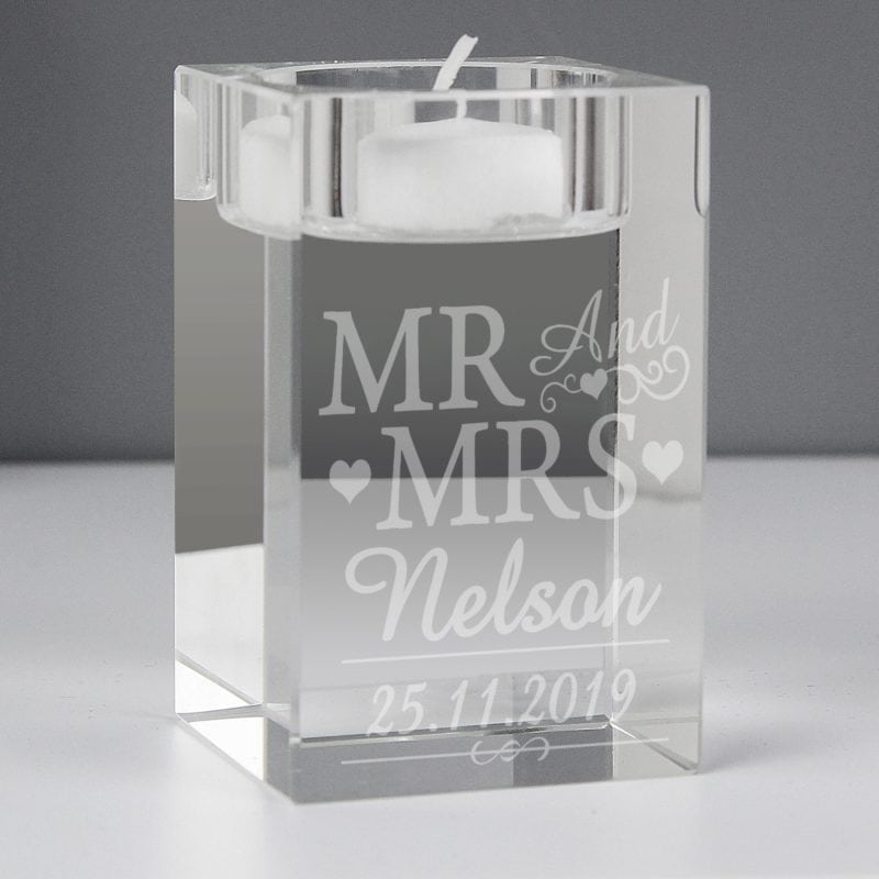 Personalised Mr & Mrs Tea Light Candle Holder