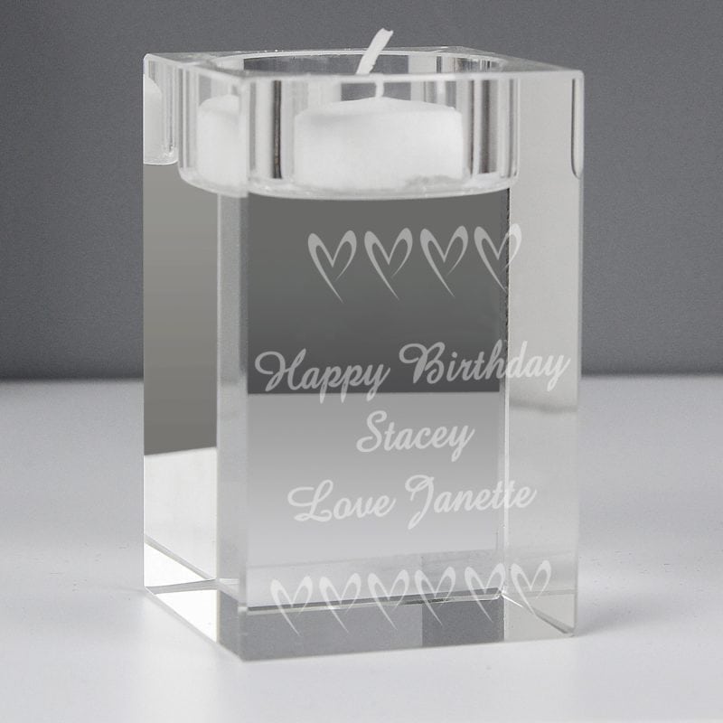 Personalised Small Hearts Tea Light Candle Holder