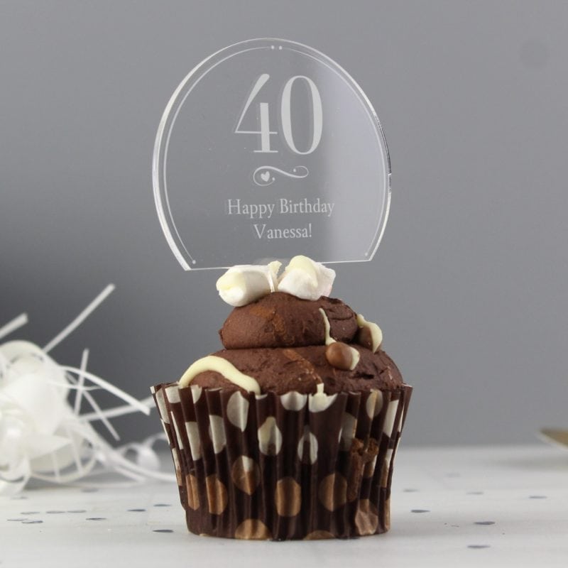 Personalised Swirls & Hearts Age Acrylic Cake Topper
