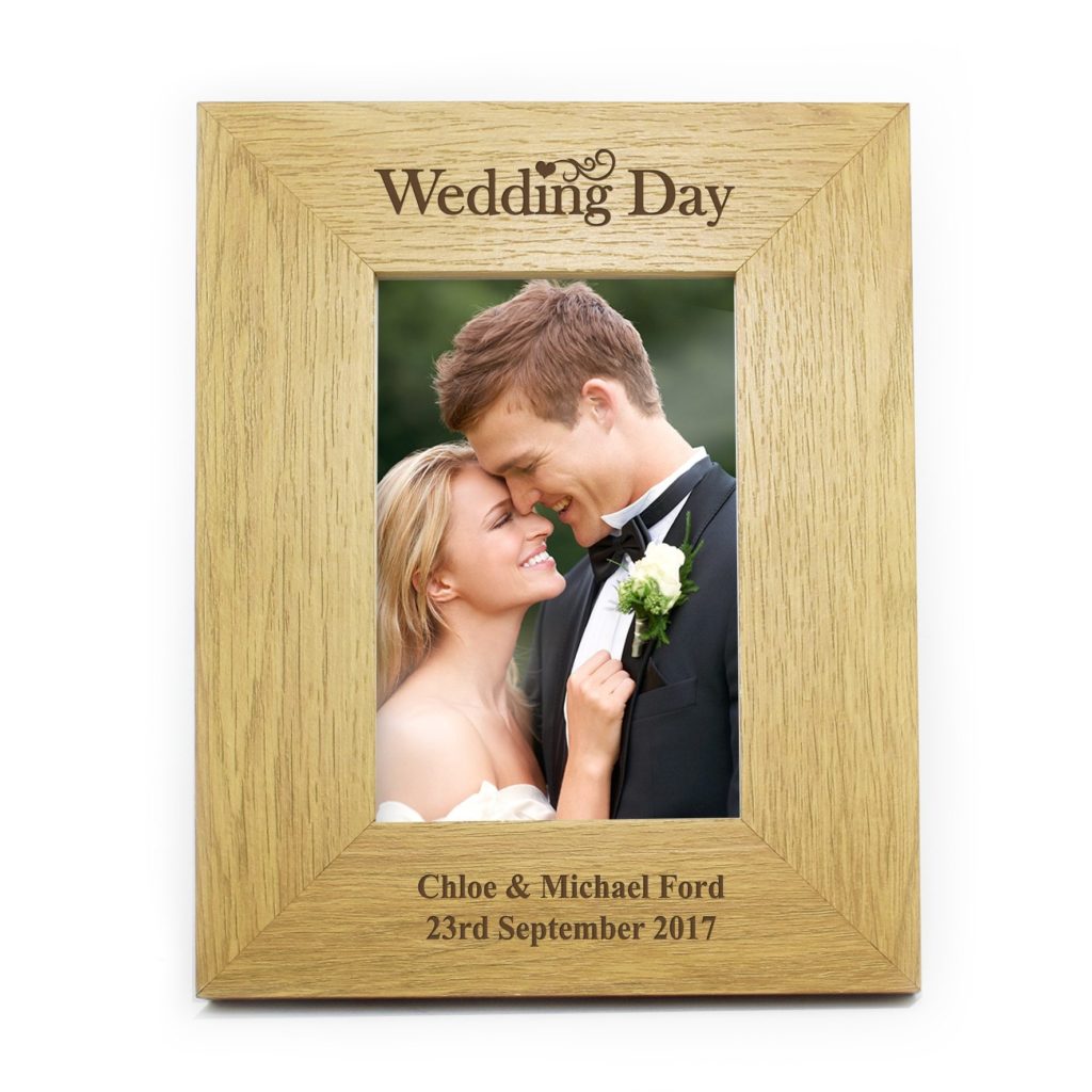 Personalised Oak Finish 4x6 Wedding Day Photo Frame