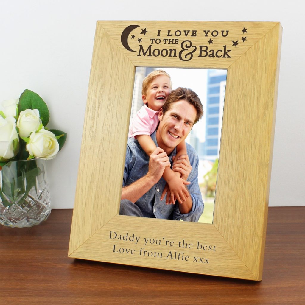 Personalised Oak Finish 4x6 To the Moon and Back... Photo Frame