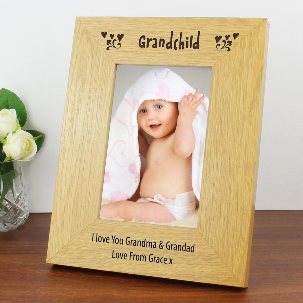 Personalised Oak Finish 4x6 Grandchild Photo Frame