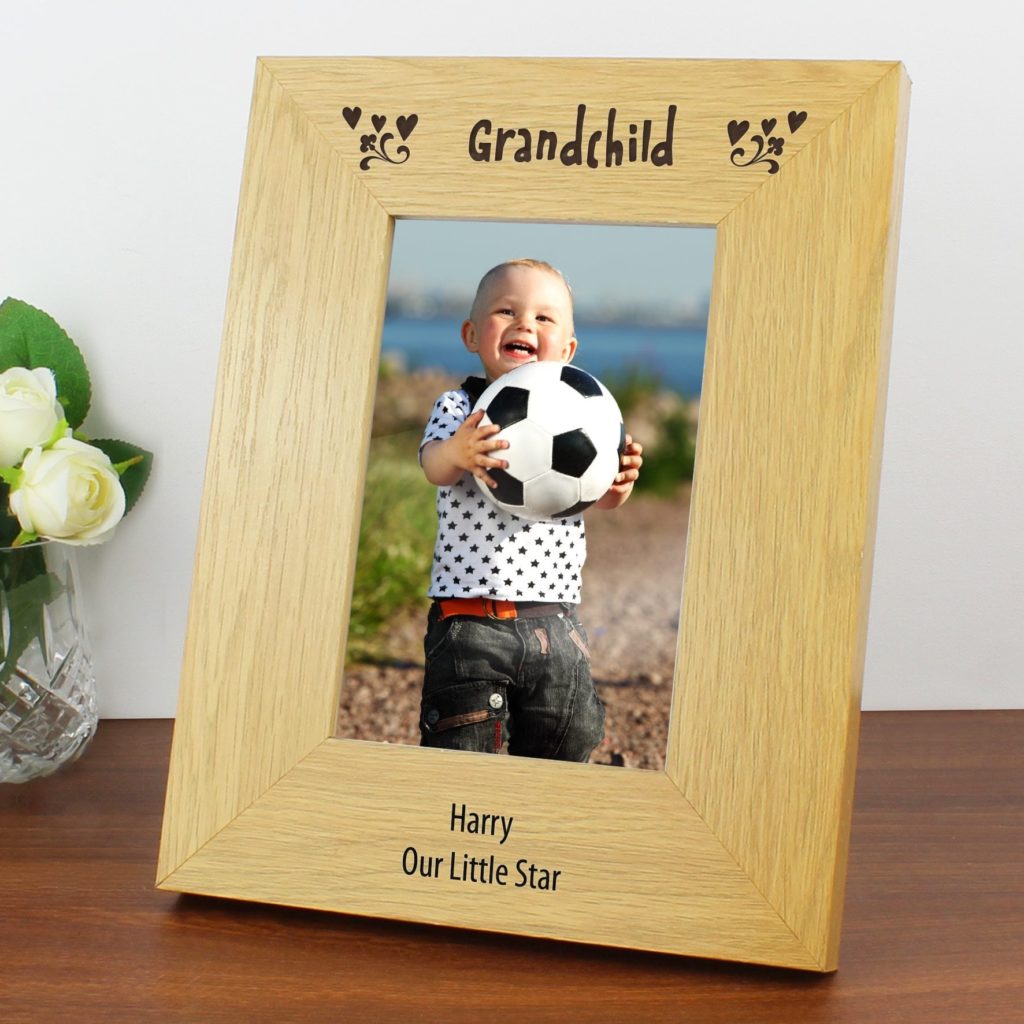 Personalised Oak Finish 4x6 Grandchild Photo Frame