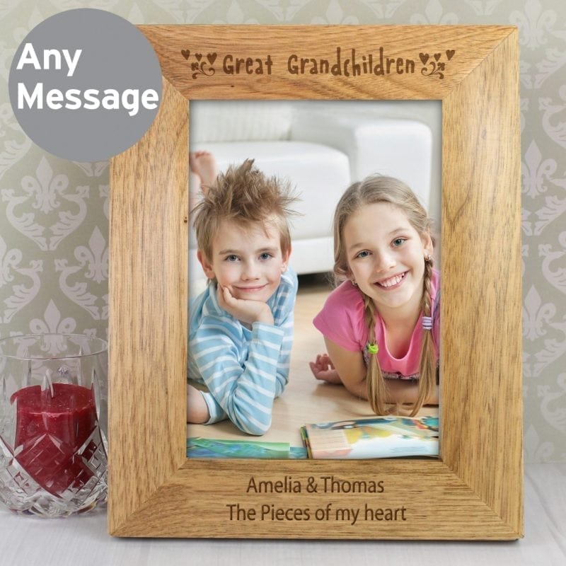 Personalised 5x7 Great Grandchilden Wooden Photo Frame