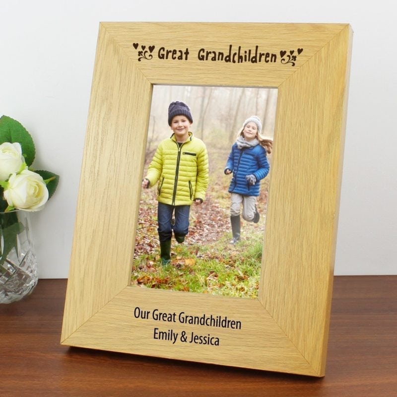 Personalised Oak Finish 4x6 Great Grandchildren Photo Frame