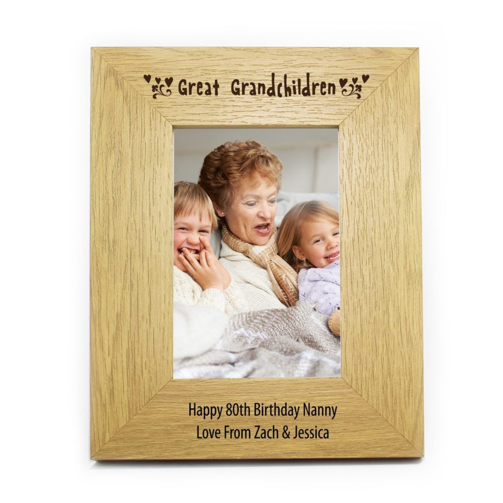 Personalised Oak Finish 4x6 Great Grandchildren Photo Frame