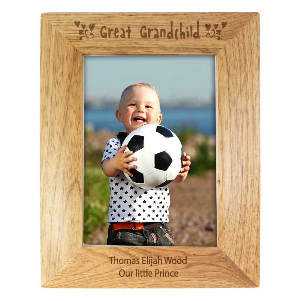 Personalised Oak Finish 4x6 Great Grandchild Photo Frame
