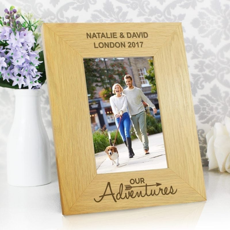 Personalised Our Adventures 4x6 Wooden Photo Frame
