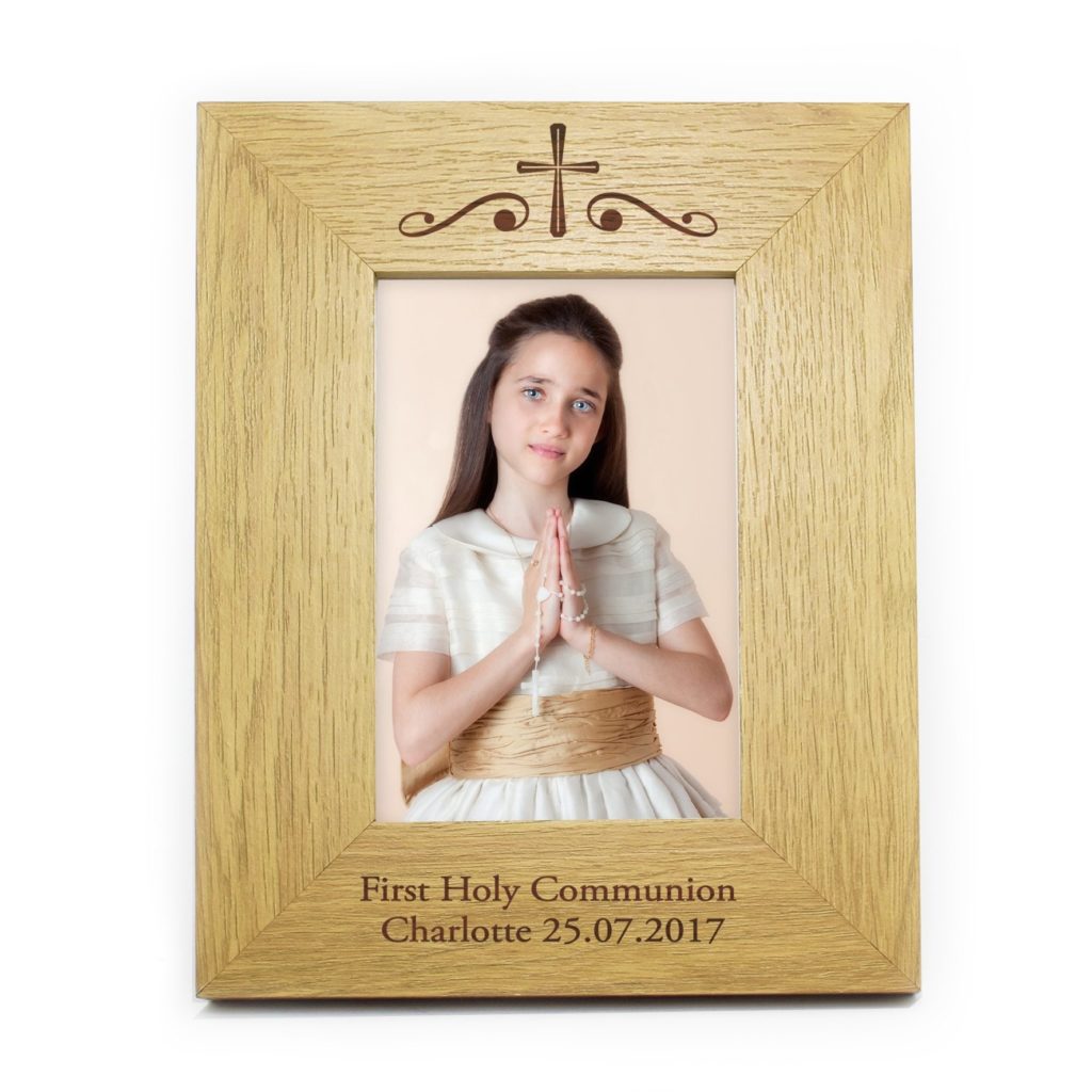 Personalised Religious Swirl 5x7 Wooden Photo Frame