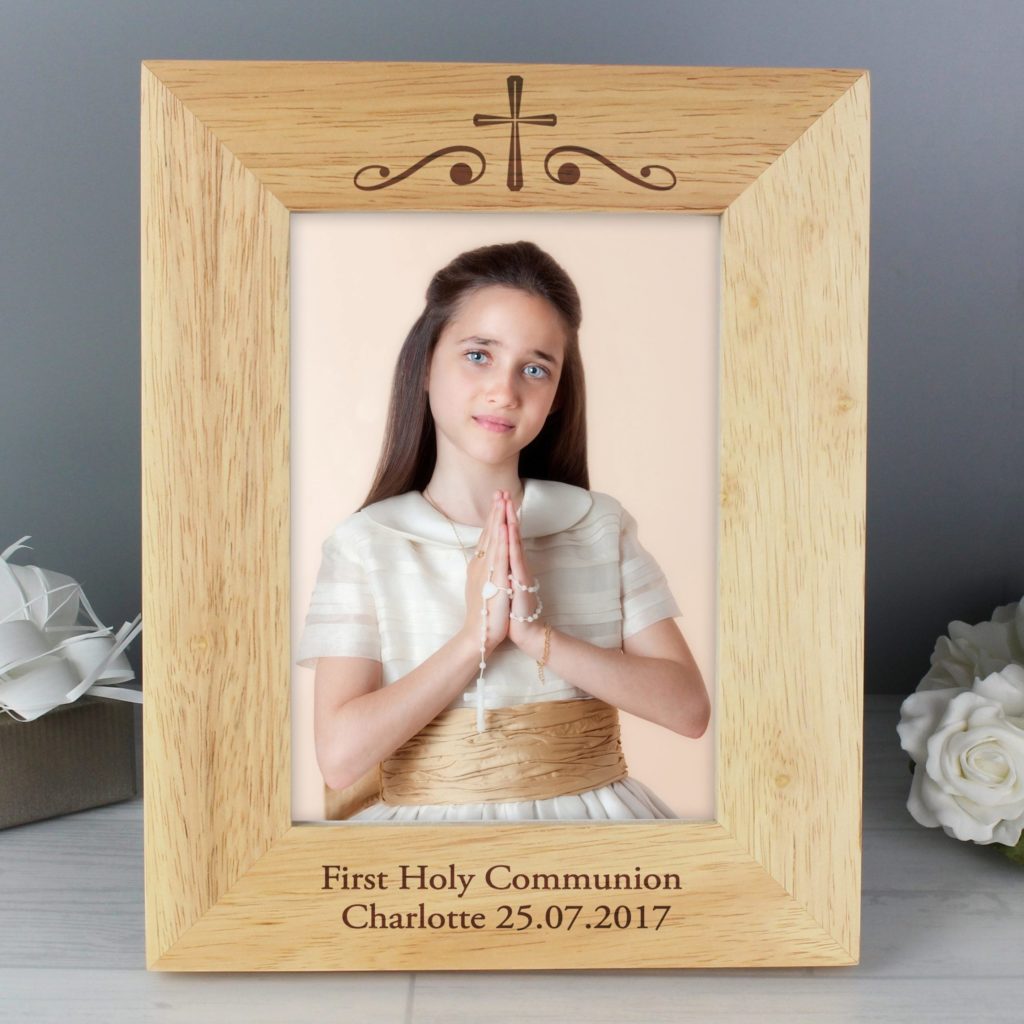 Personalised Religious Swirl 5x7 Wooden Photo Frame