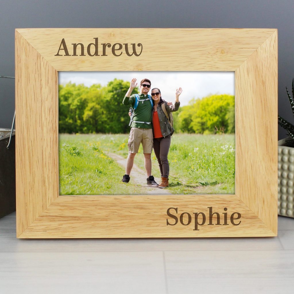 Personalised 7x5 Couples Wooden Photo Frame