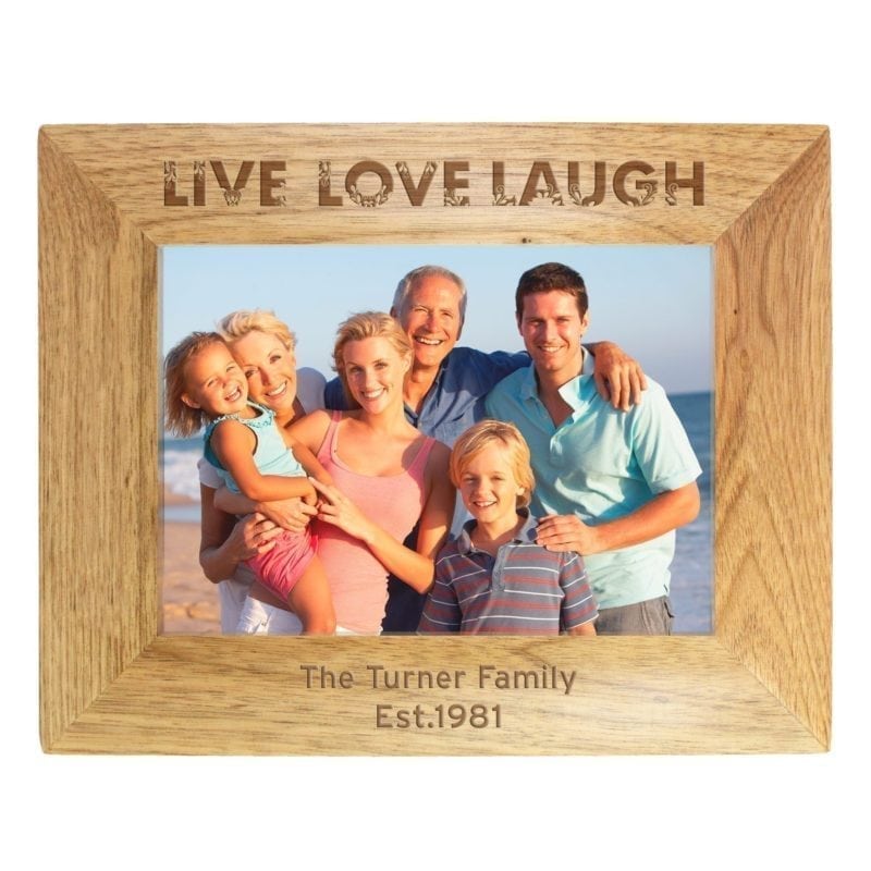 Personalised Live Laugh Love 7x5 Wooden Photo Frame