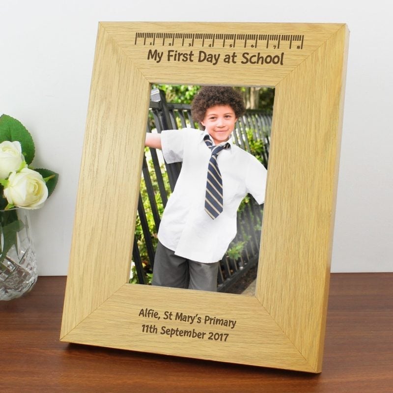 Personalised Oak Finish 4x6 My First Day At School Photo Frame