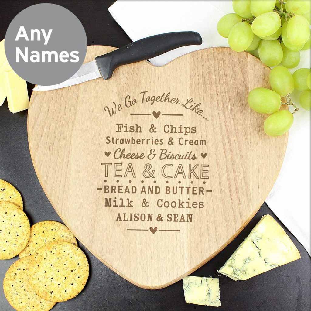 Personalised We Go Together Like... Heart Chopping Board