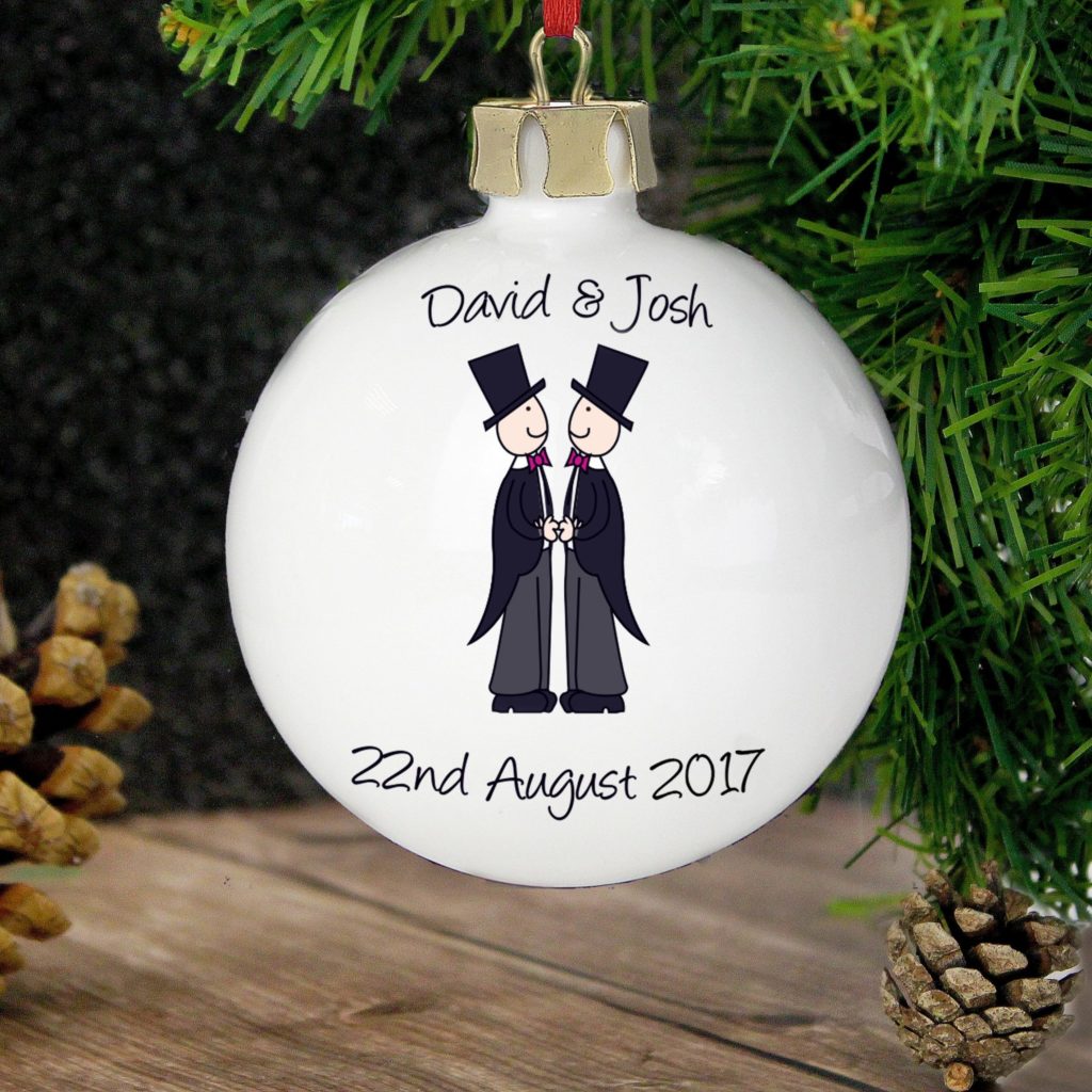 Personalised Male Same-Sex Wedding Bauble