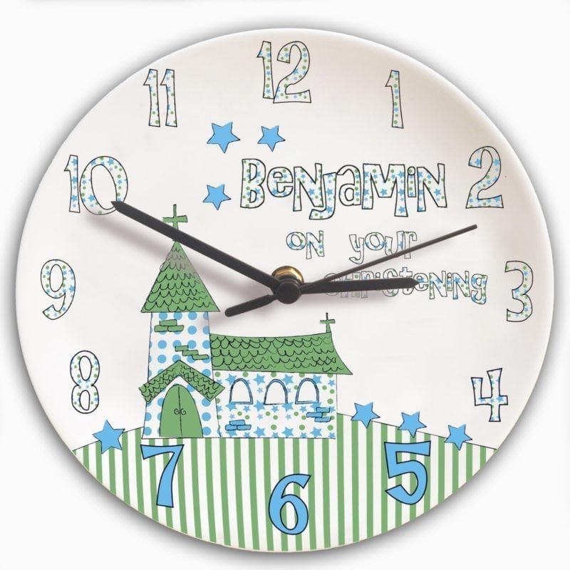 Personalised Church Boys Christening Clock