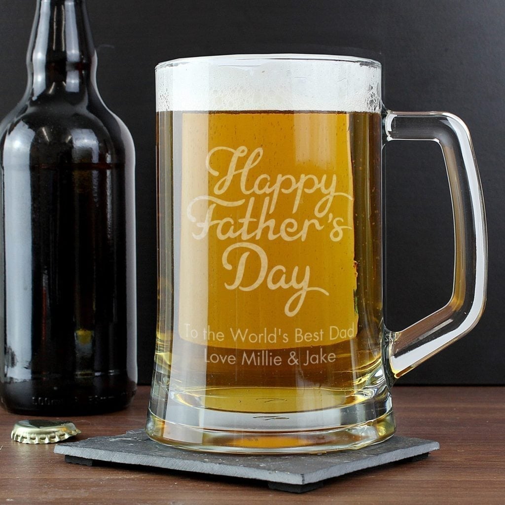 Personalised Happy Fathers Day Glass Pint Stern Tankard