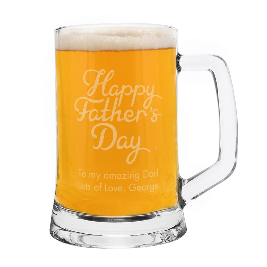 Personalised Happy Fathers Day Glass Pint Stern Tankard