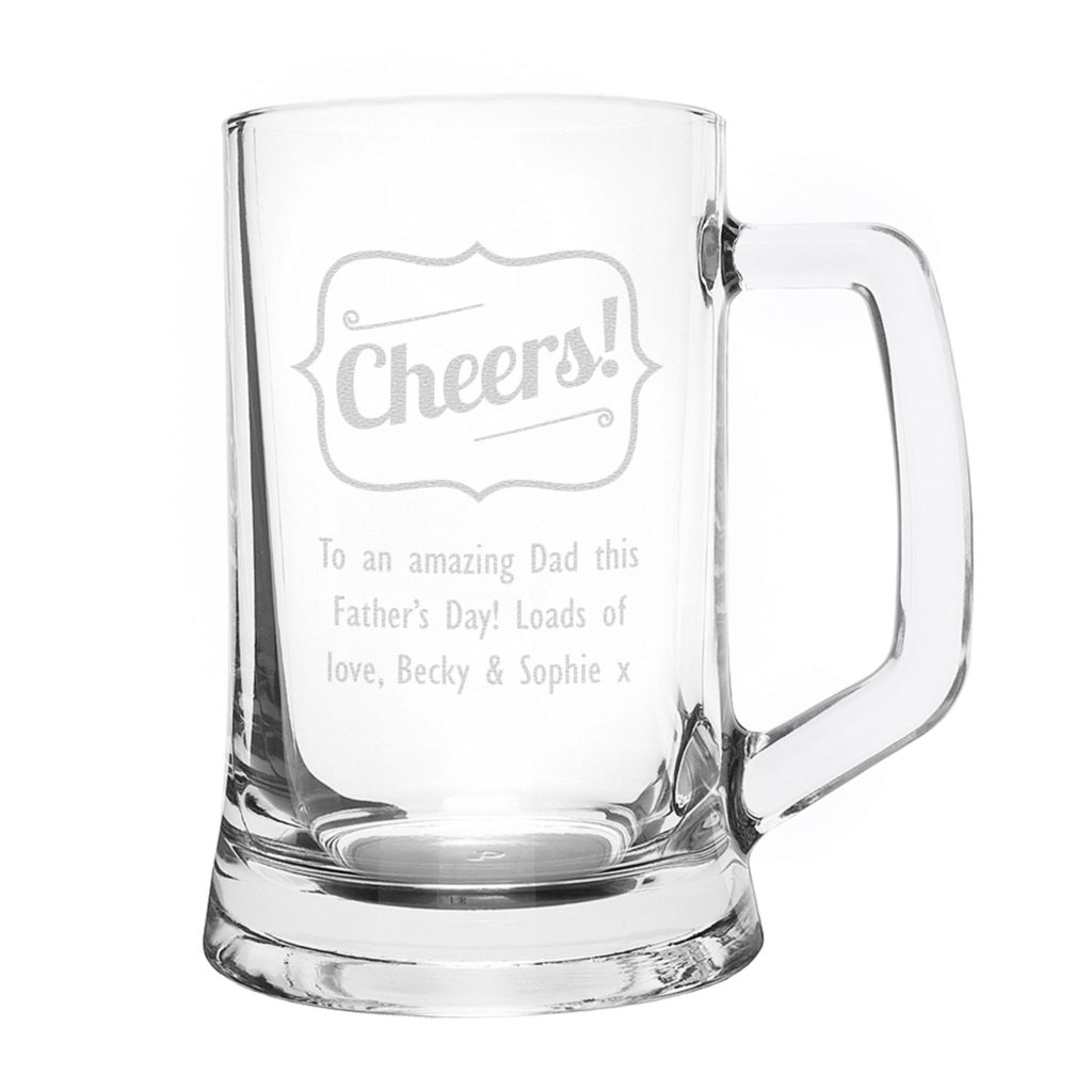 Personalised Cheers Glass Pint Stern Tankard